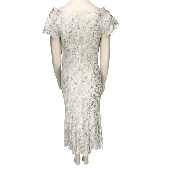 Vintage PRÉCIS Flowy Silk Shimmering Foral Burn-out Mermaid White - Picture 5 of 9